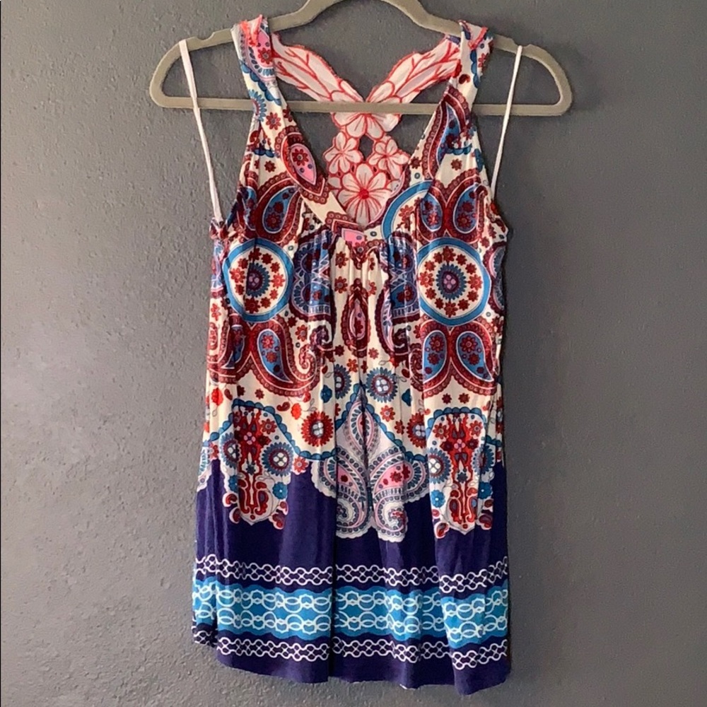 Tunic length flowy tank with